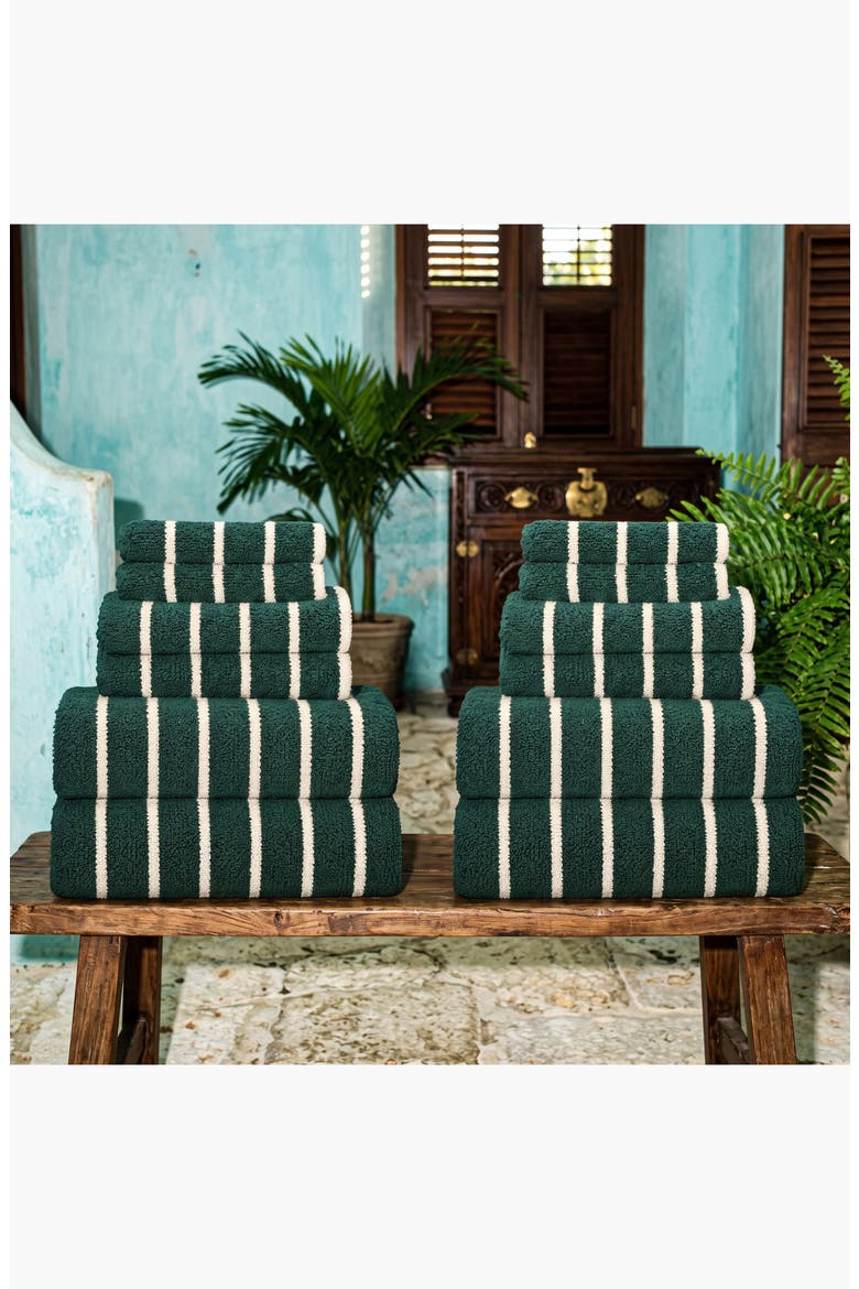 Ultraplush Australian Cotton Towel 12-piece Family Set, Alternate, color, Verdant & Ecru