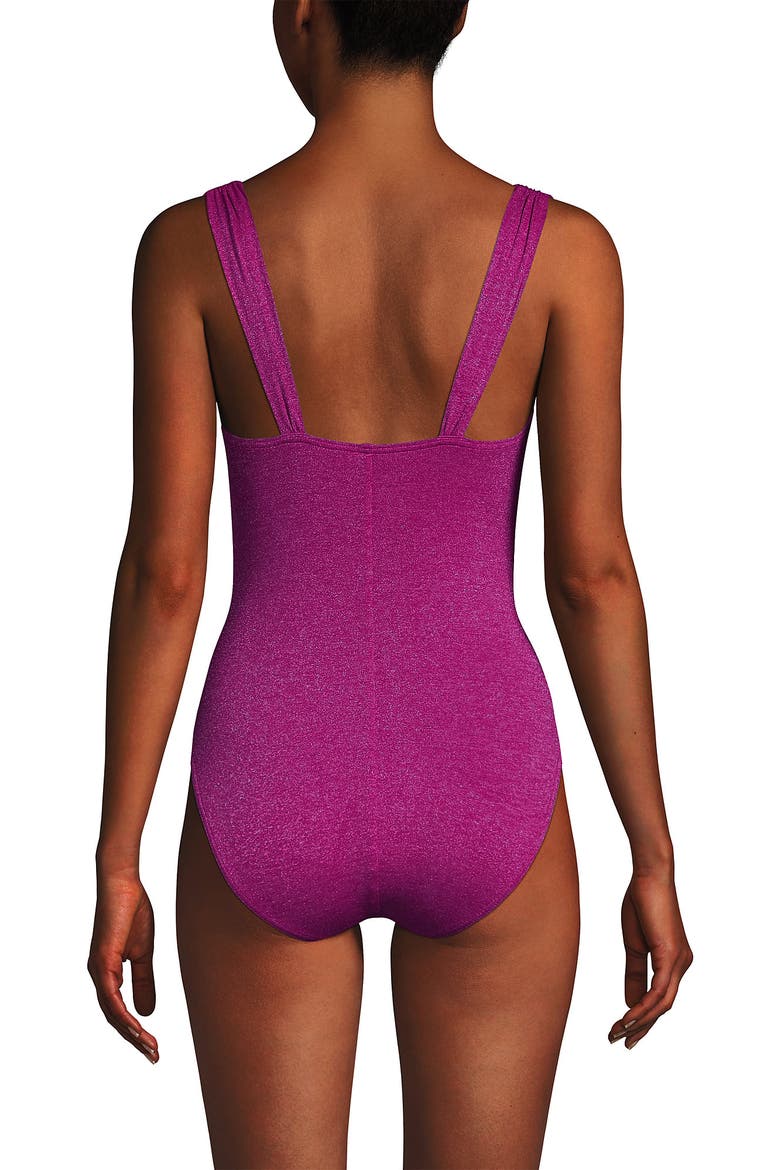 SlenderSuit Grecian Low Leg One Piece Swimsuit, Alternate, color, Bright Magenta Shine