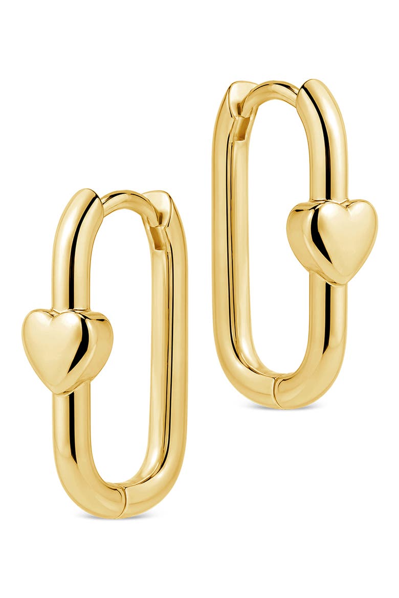 Heart Mini Square Huggie Hoop Earrings, Alternate, color, GOLD