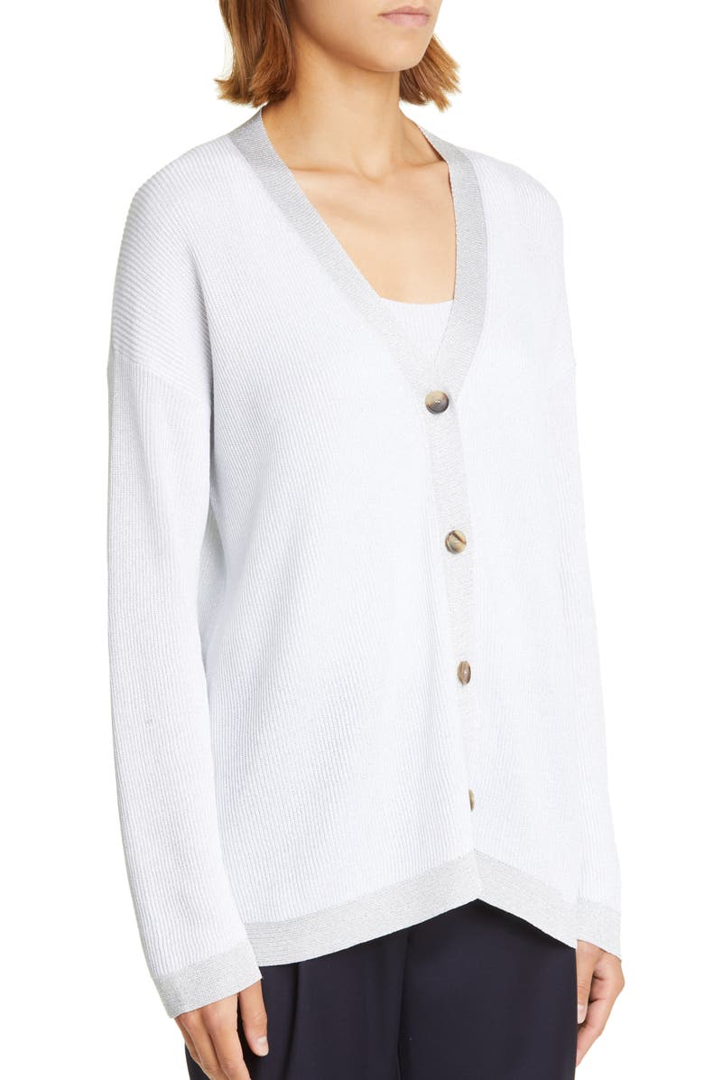 Fabiana Filippi Metallic Cotton Blend Cardigan, Alternate, color,