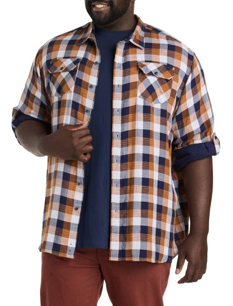 Plaid Rolled-Sleeve Sport Shirt