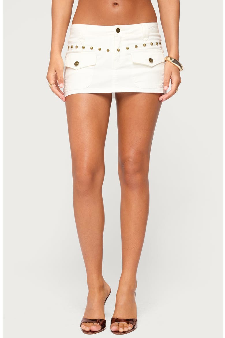 Deliya Studded Cargo Skort, Main, color, WHITE