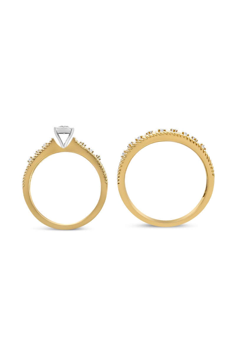 Haus of Brilliance 14K Yellow Gold Plated Silver 1/5 Cttw Diamond Art Deco Engagement Ring Bridal Set, Alternate, color, 