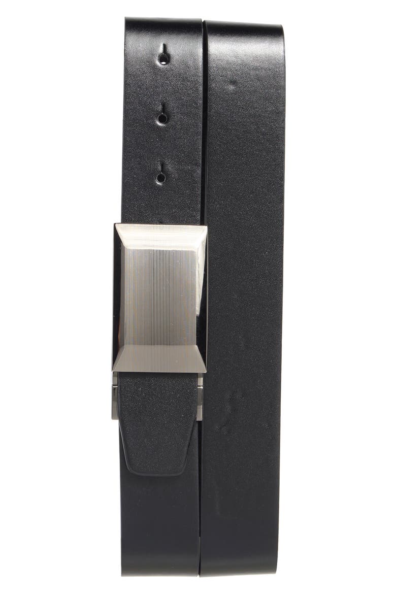 Plaque Reversible Leather Belt, Main, color, BLACK/ BROWN