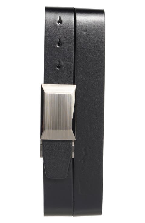 Plaque Reversible Leather Belt