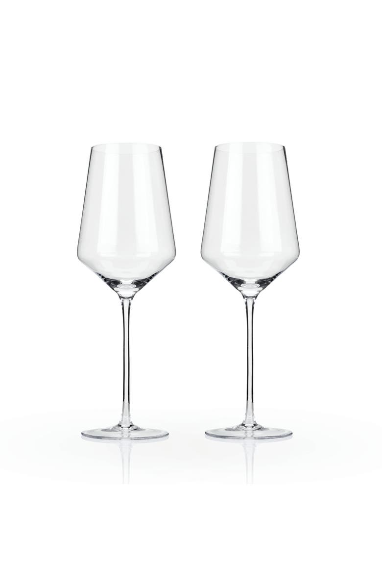 Viski Raye Crystal Angled Bordeaux Glasses Set of 2, Main, color, Clear