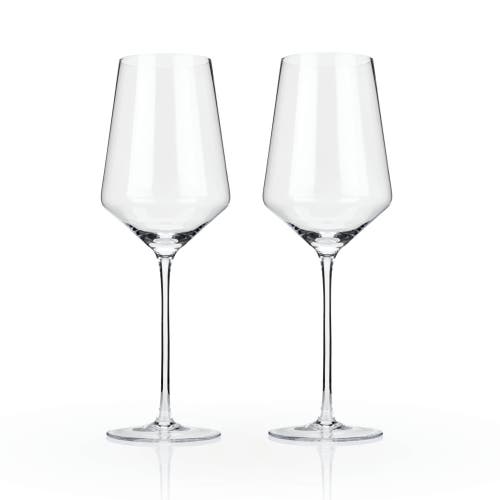 Viski Raye Crystal Angled Bordeaux Glasses Set Of 2 In Clear
