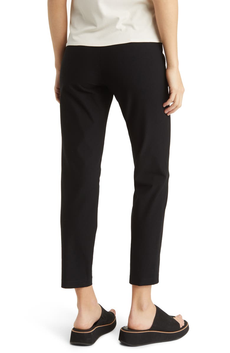 Eileen Fisher Stretch Crepe Slim Ankle Pants, Alternate, color, Black