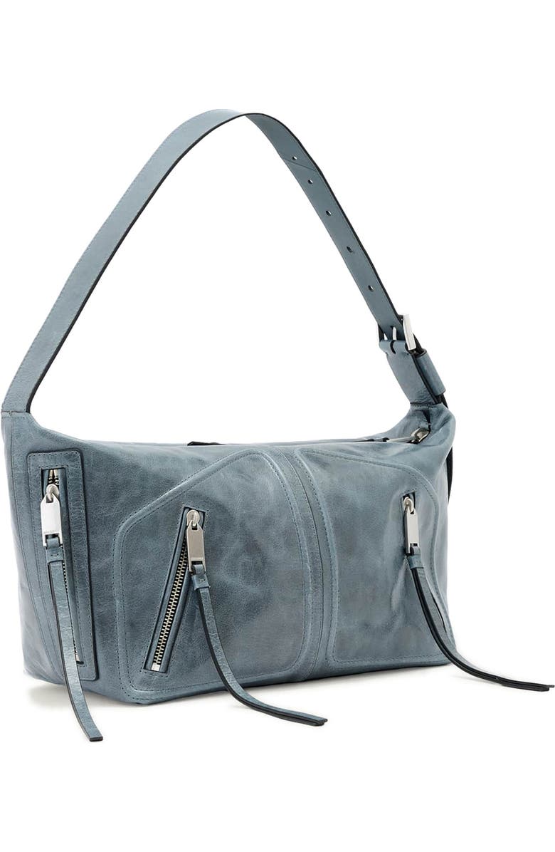 AllSaints Jean Ray Leather Shoulder Bag, Alternate, color, Cement Blue