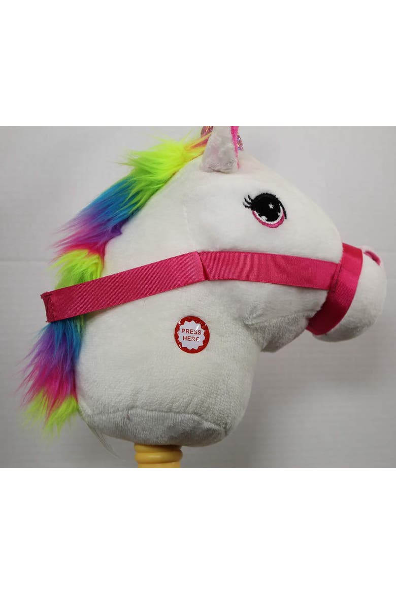 White Unicorn Stick Horse with Sound, Alternate, color, Multicolored