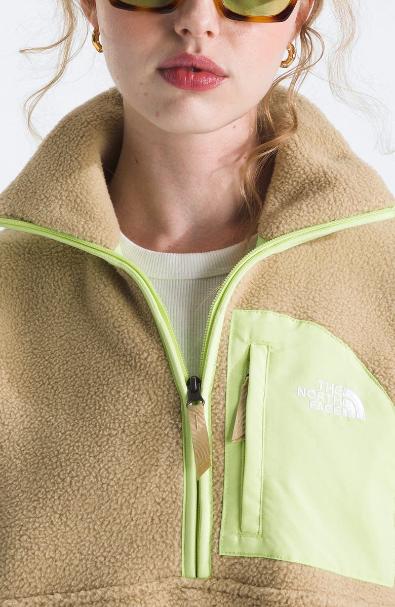 The North Face Yumiori Off Peak Recycled Fleece Pullover, Alternate, color, Khaki Stone/ Astro Lime
