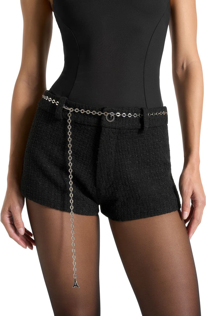 Manière De Voir Elina Tweed Mini Shorts With Belt, Alternate, color, Black