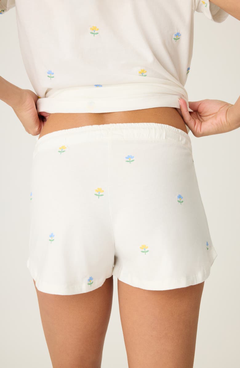PJ Salvage Dainty Daisy Embroidered Jersey Pajama Shorts, Alternate, color, 