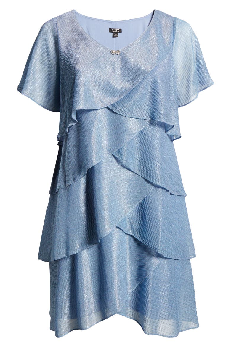 Shimmer Bodre Tiered Ruffle Dress, Alternate, color, HYDRANGEA