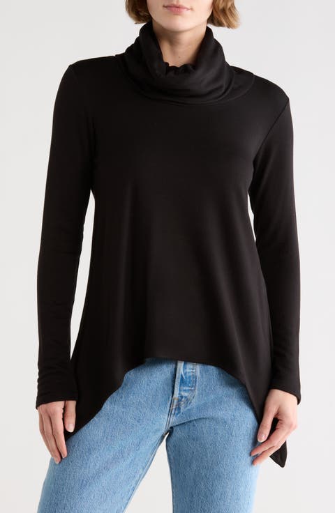 Cowl Turtleneck Asymmetric Sweater