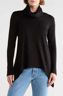 GO COUTURE Cowl Turtleneck Asymmetric Sweater