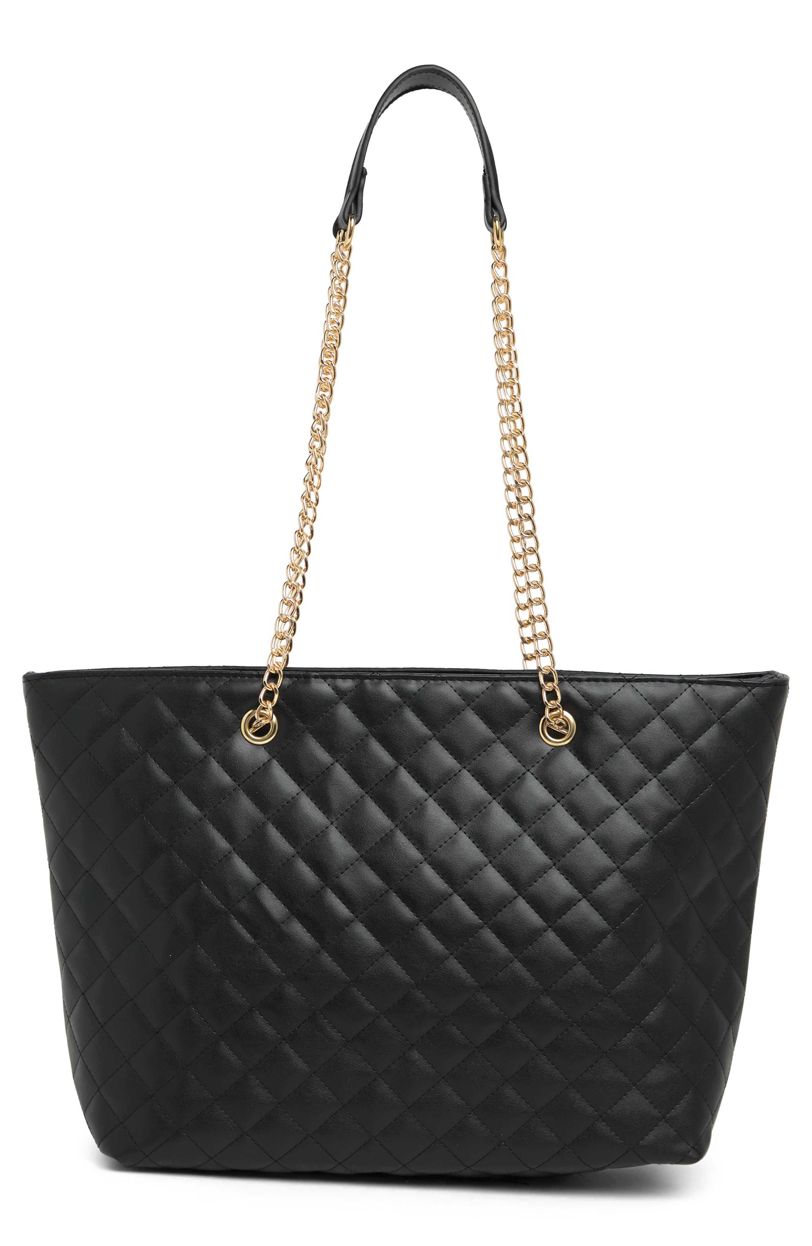 Badgley Mischka Collection Large Quilted Tote Bag, Alternate, color, Black