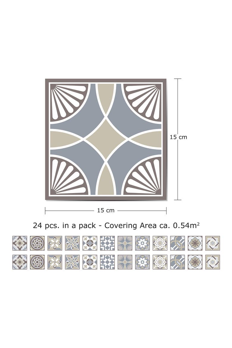 Limestone Wall Tiles - Pack of 5, Alternate, color, WHITE/ BLUE