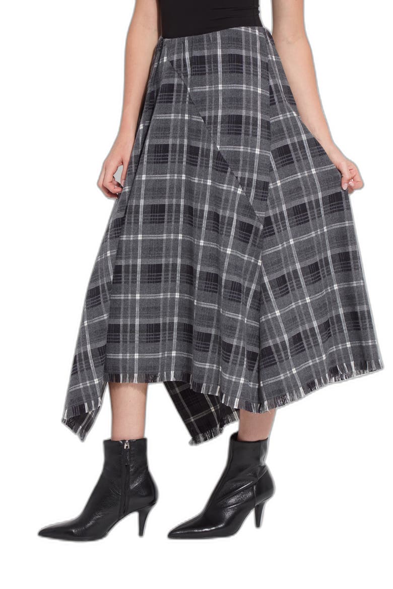 Anniston Fringe Asymmetric Midi Skirt, Alternate, color, WINTER BRUSHED PLAID