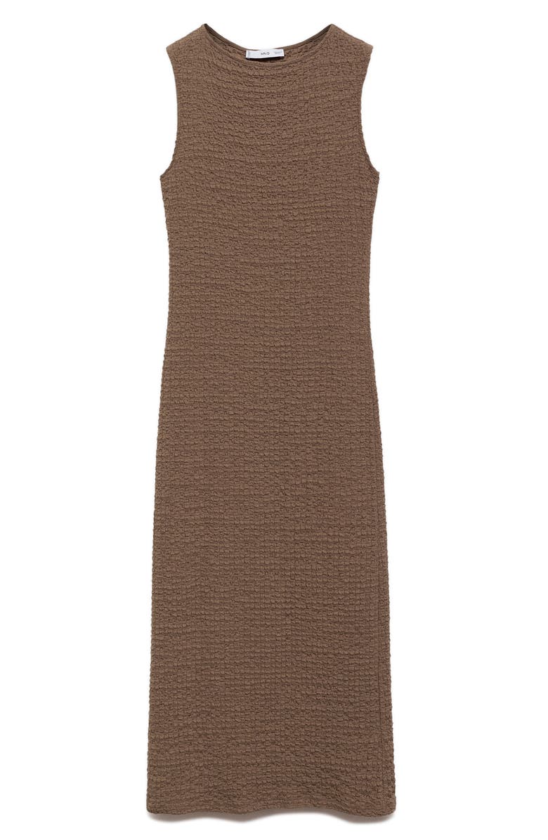 MANGO Texture Sleeveless Maxi Dress, Alternate, color, Beige