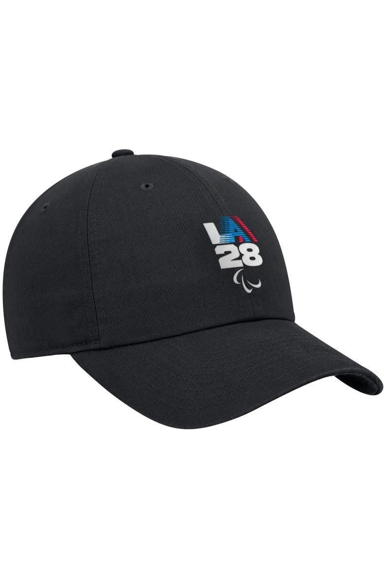 Youth Nike Black LA28 Summer Paralympics Retro Stripe Club Adjustable Hat, Alternate, color, Black