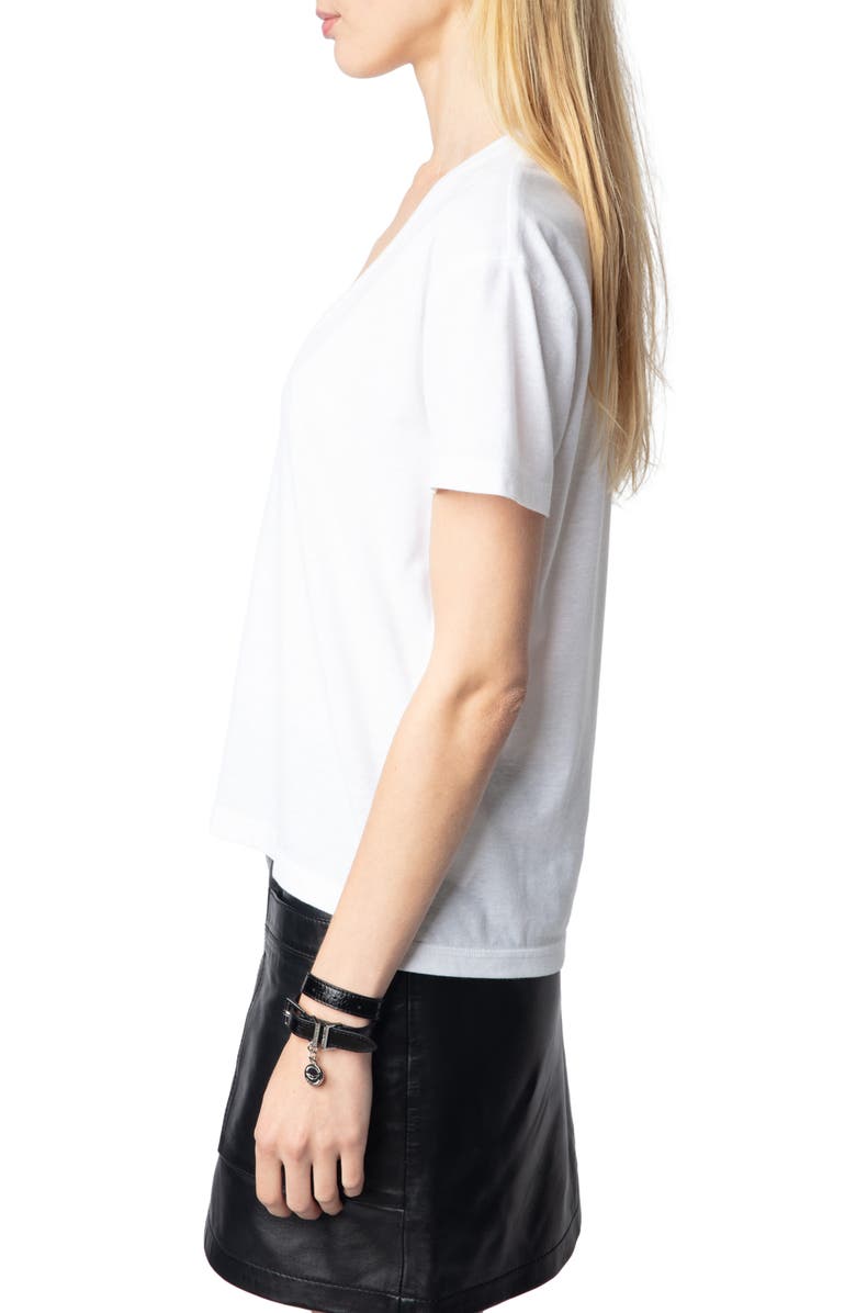 Zadig & Voltaire Marta Wings Strass Embellished V-Neck T-Shirt, Alternate, color, 