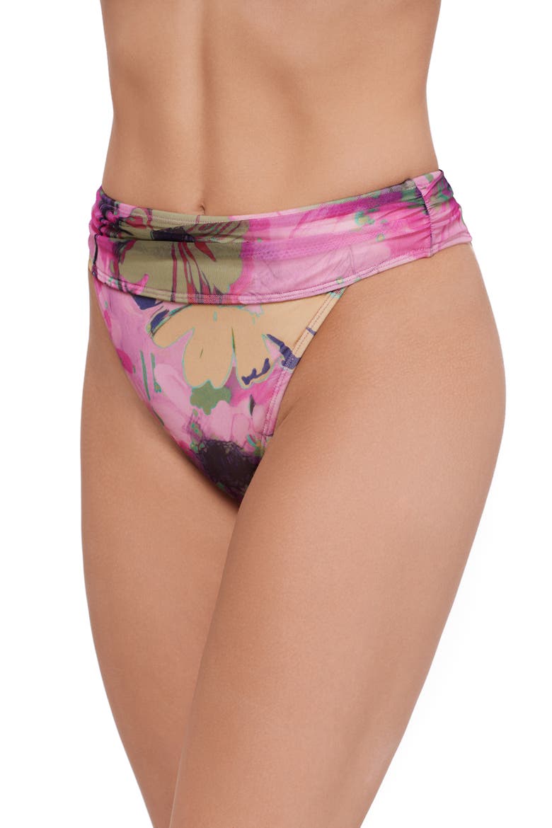 Shirred Hipster Bikini Bottoms, Alternate, color, MULTI