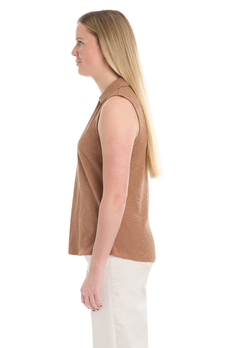 Polo Shell Top, Alternate, color, Raw Umber