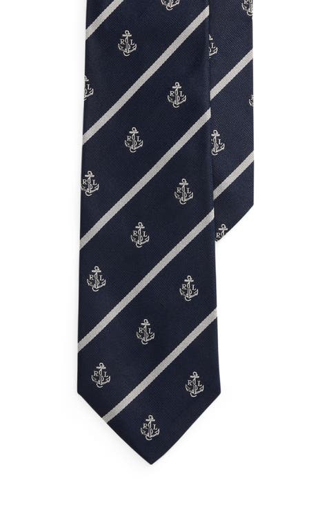 Anchor Stripe Silk Tie