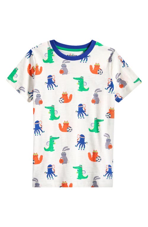 Shop Mini Boden Kids' Sporty Animals Cotton T-shirt In Ivory Sporty Animals