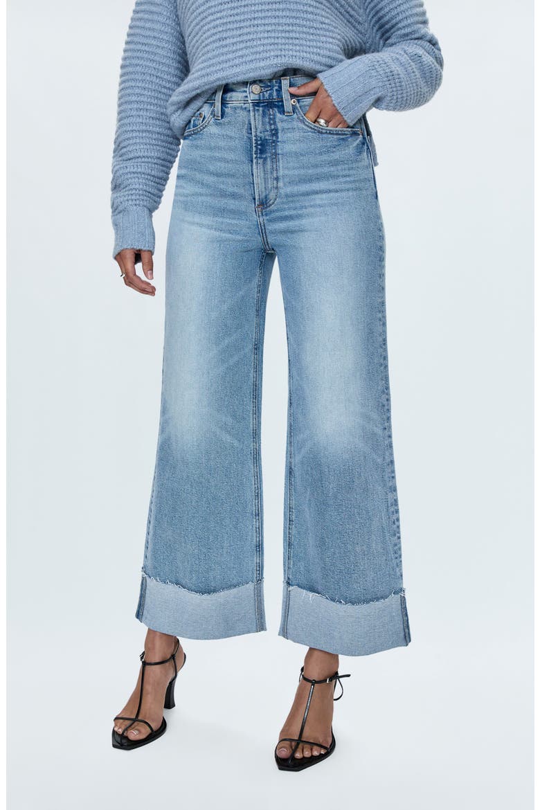 Lana Raw Hem Ankle Wide Leg Jeans, Main, color, SNOWCAT