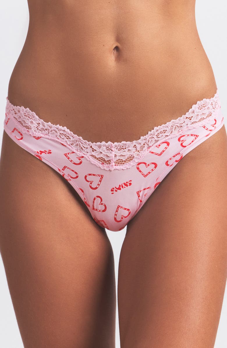 SKIMS 5-Pack Fits Everybody Lace Dipped Thong, Alternate, color, Candy Heart Multi