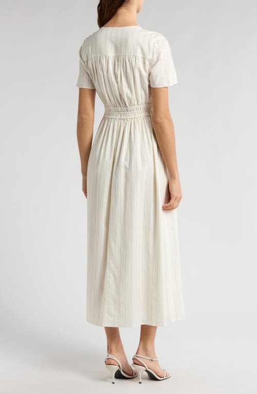 Derek Lam 10 Crosby Esmeray Short Sleeve Linen Blend Midi Dress In Bdb/oregano