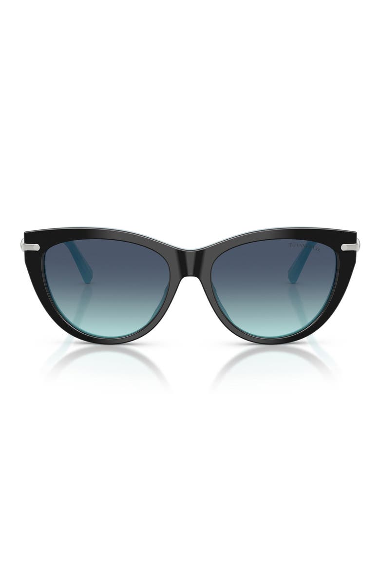 55mm Cat Eye Sunglasses, Main, color, BLACK ON TIFFANY BLUE / AZURE