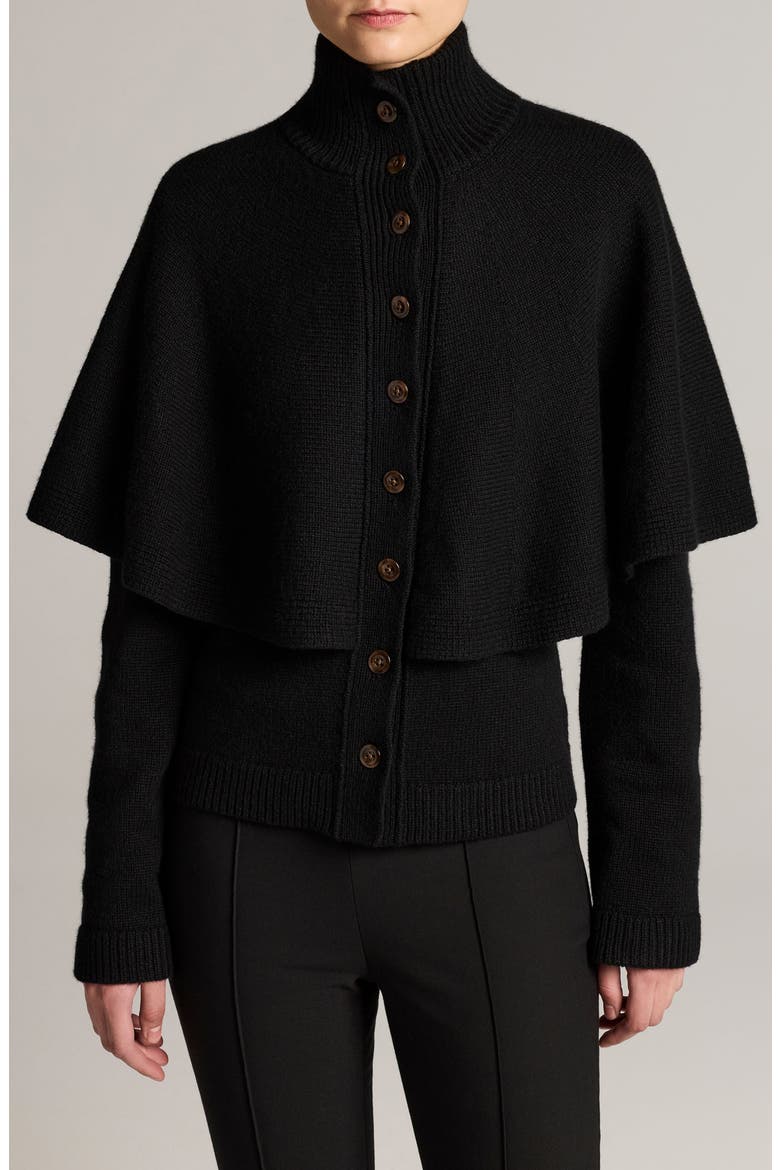 Turtleneck Cape Cardigan, Main, color, BLACK