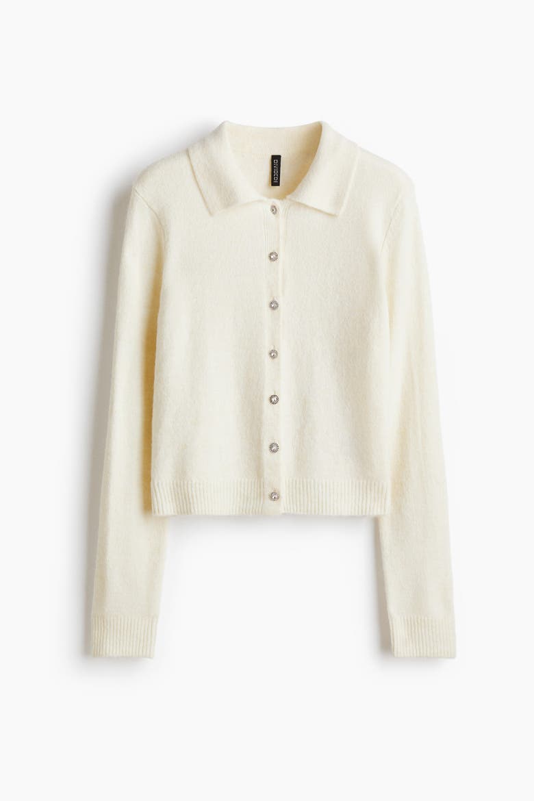 Collared Cardigan, Alternate, color, Cream