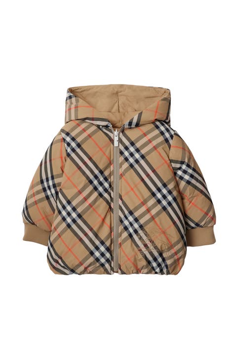 Reversible Check Nylon Puffer Jacket