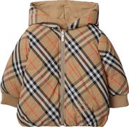 Burberry Girls' Reversible Check Nylon Puffer Jacket