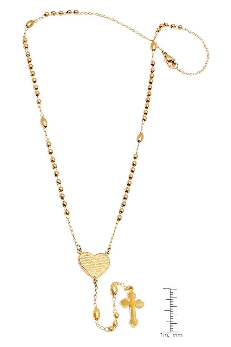 18k Gold Plated Heart Rosary Necklace, Alternate, color, GOLD