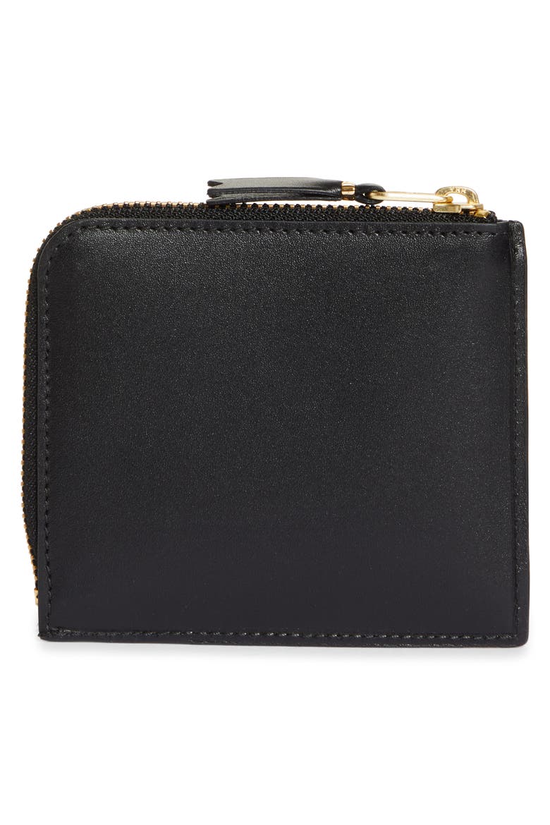 Outside Pocket Two-Compartment Half Zip Leather Wallet, Alternate, color, BLACK