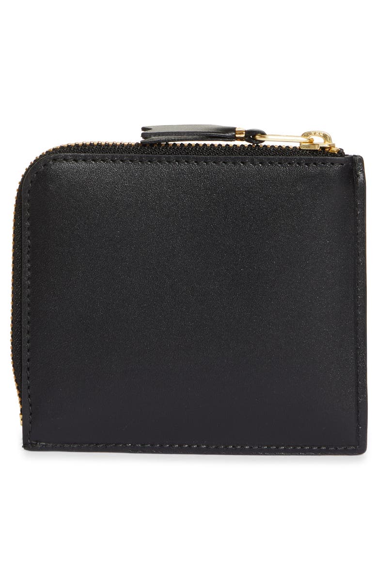 Comme des Garçons Wallets Outside Pocket Two-Compartment Half Zip Leather Wallet, Alternate, color, Black