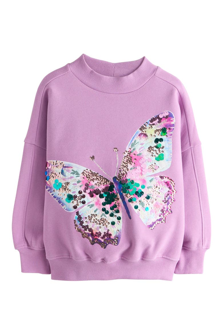 Kids' Sequin Embellished Butterfly Cotton Blend Sweatshirt, Main, color, PURPLE