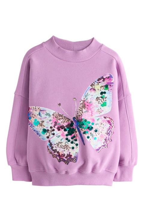 Kids' Sequin Embellished Butterfly Cotton Blend Sweatshirt (Little Kid & Big Kid)