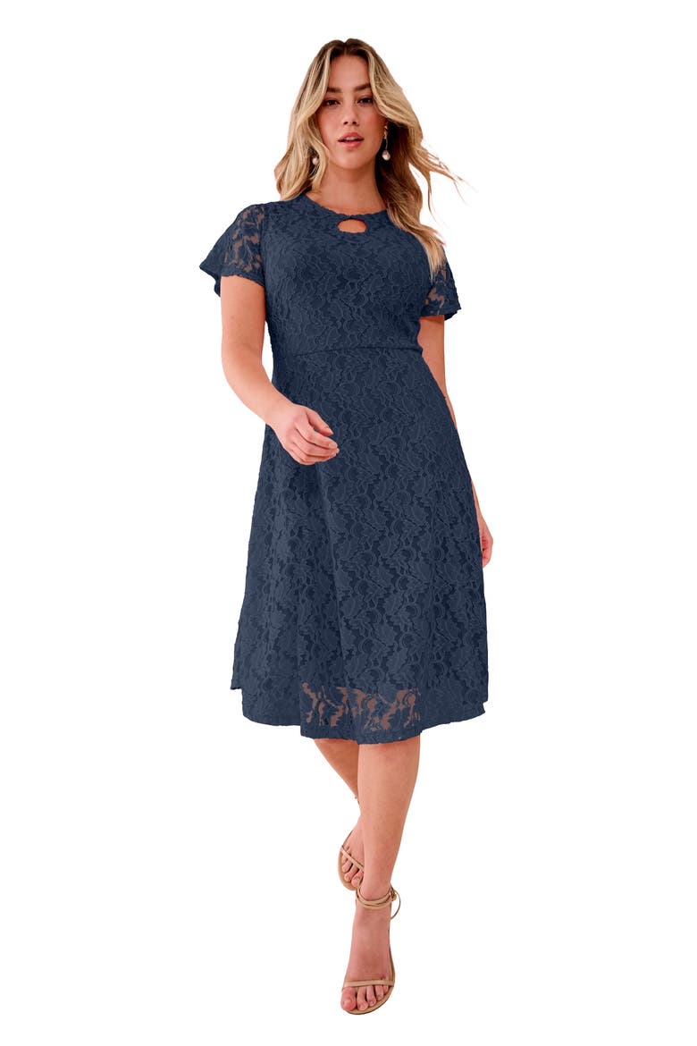 Keyhole Lace Dress, Main, color, NAVY