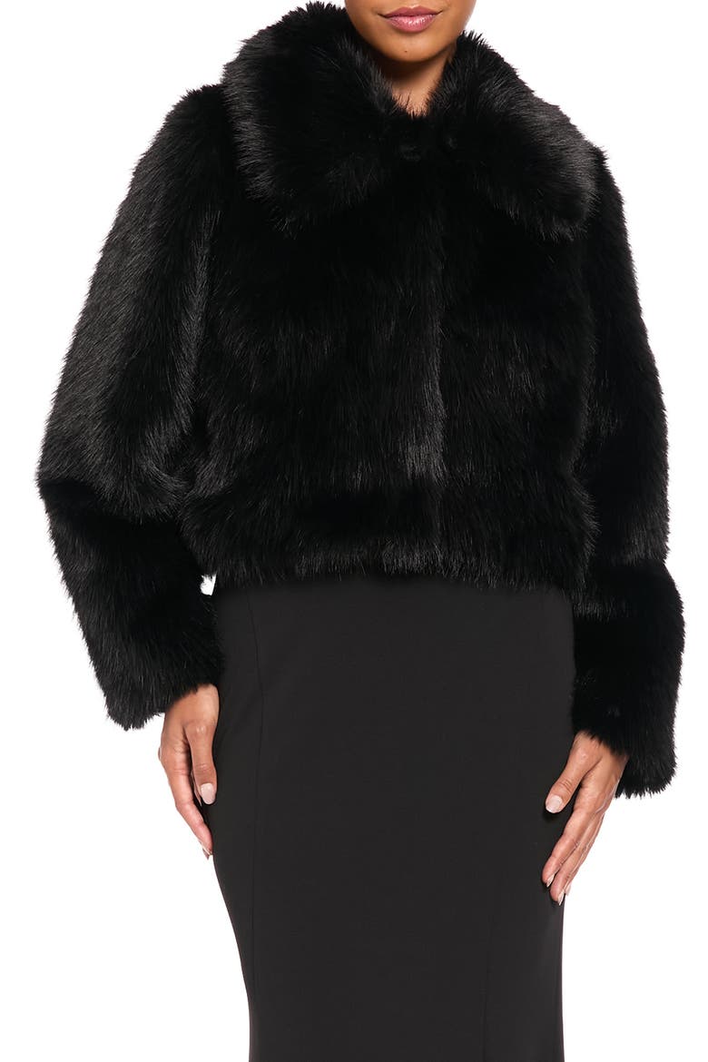 Faux Fur Jacket, Main, color, BLACK