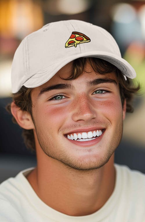 Dalix Pizza Slice Embroidered Dad Hat In Beige
