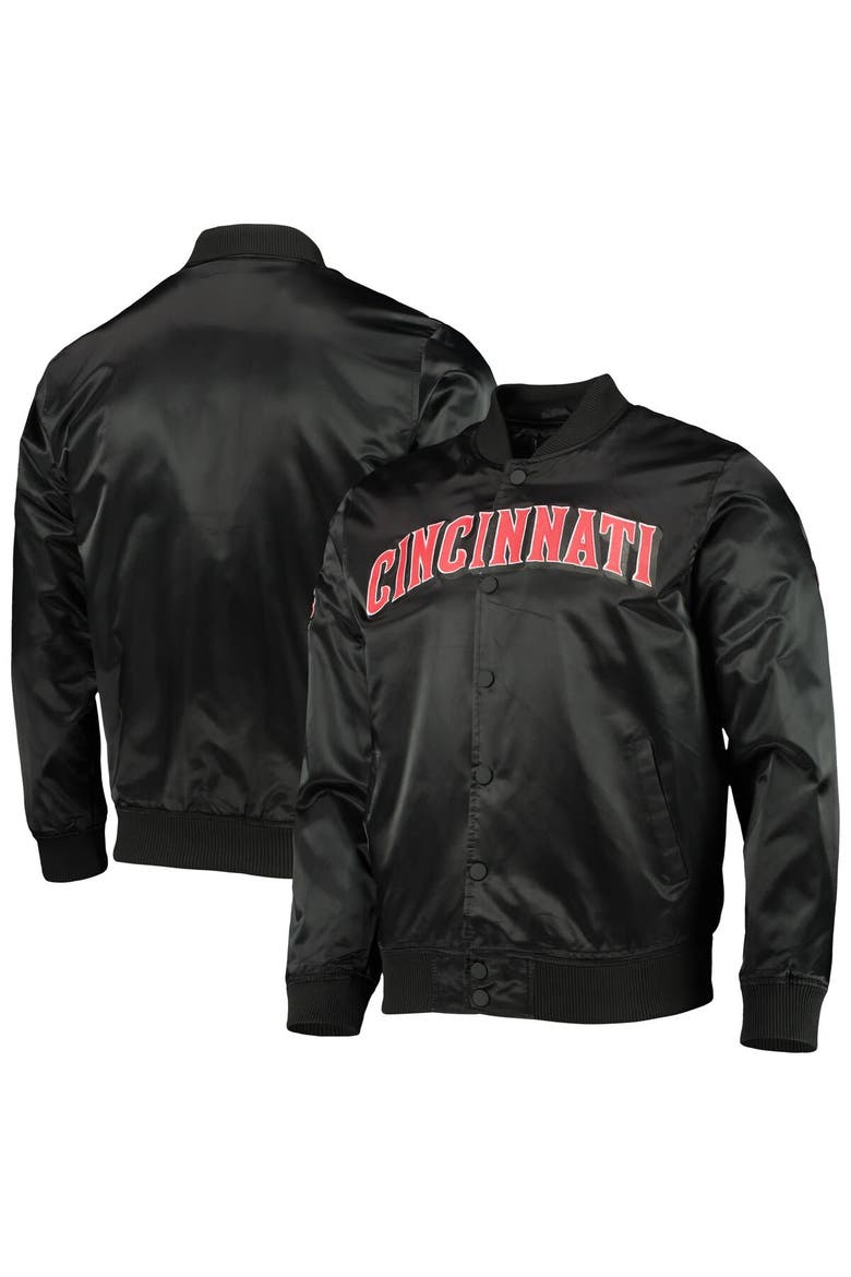 Men's Pro Standard Black Cincinnati Reds Wordmark Satin Full-Snap Jacket, Main, color, Black