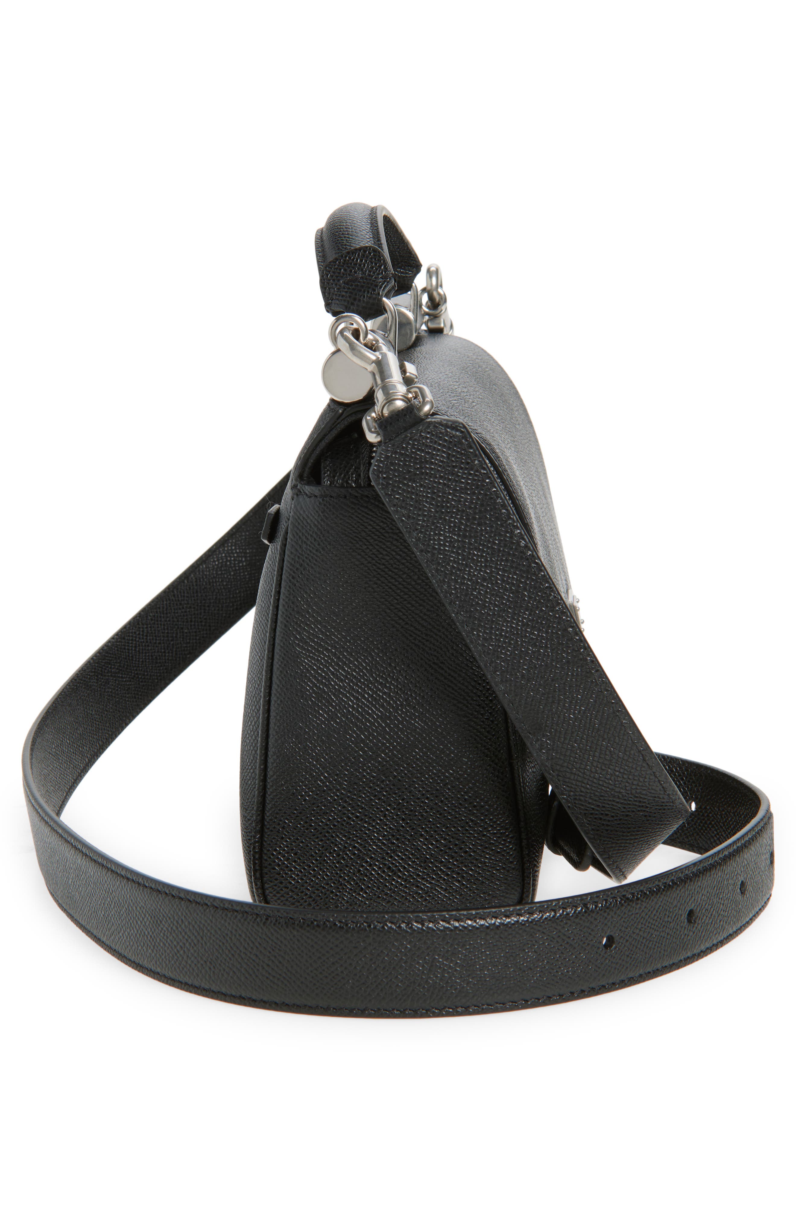 Dolce&Gabbana My Sicily Grained Leather Top Handle Bag, Alternate, color, 80999 Nero