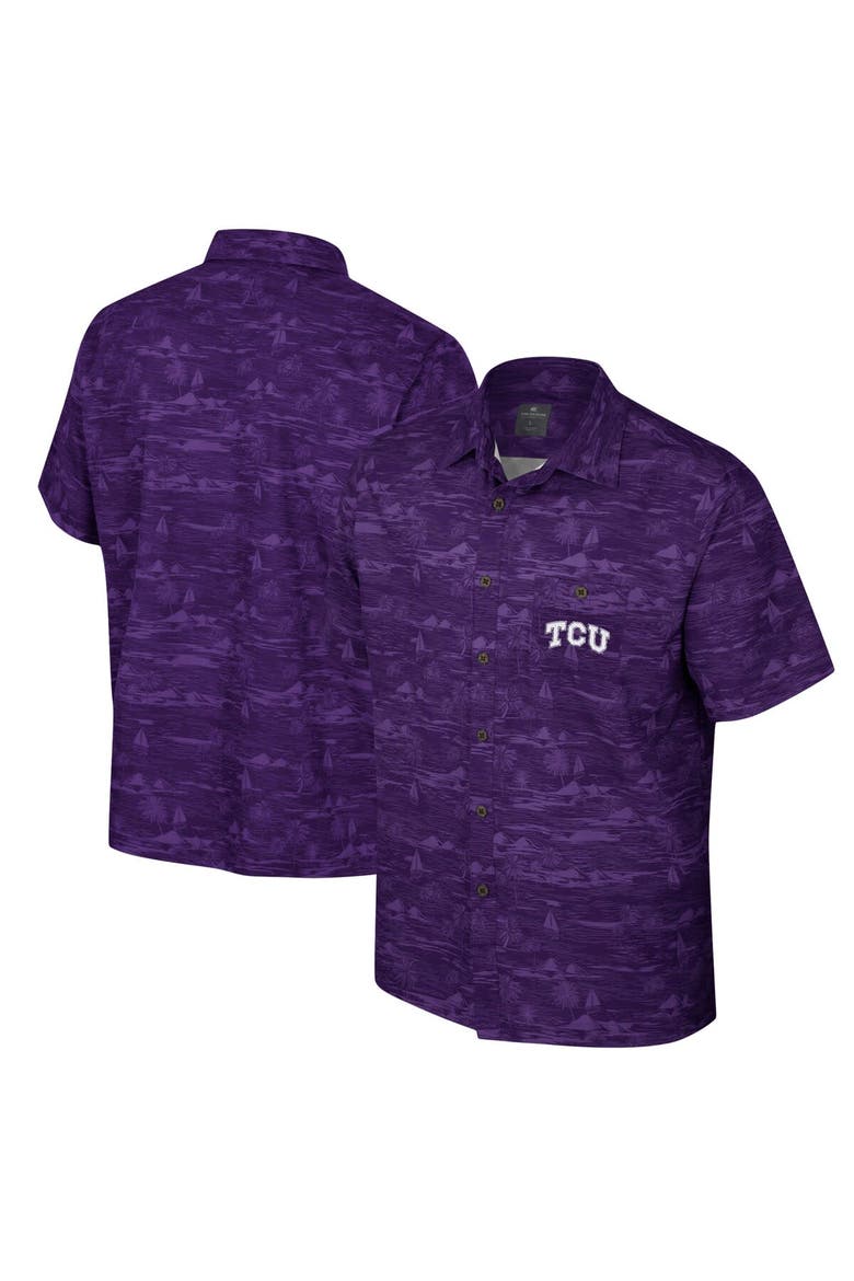 Men's Colosseum Purple TCU Horned Frogs Ozark Button-Up Shirt, Main, color, Purple