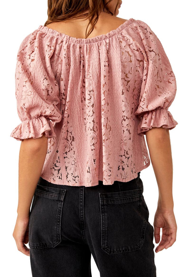 Stacey Puff Sleeve Lace Top, Alternate, color, BLUSH TINT